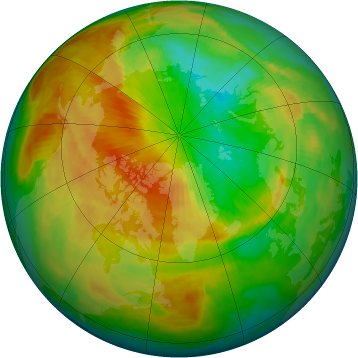 Arctic ozone map for 22 April 1997